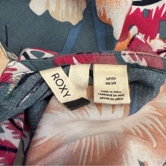 Roxy Floral Wide Leg Jumpsuit Green Peach Womens Small - Picture 3 of 13